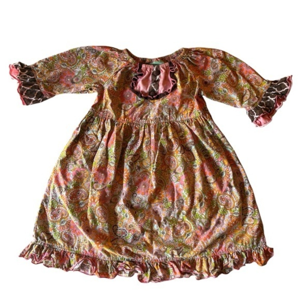 Sage and Lilly Paisley and Floral Dress with Ruffles, Size 4, Super Cute!